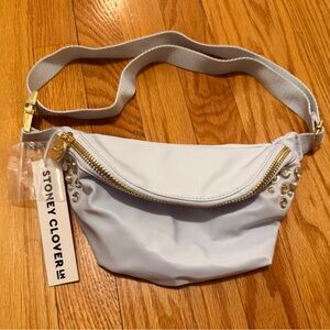 Stoney Clover Lane Light Gray Crossbody Bag with Gold Accents